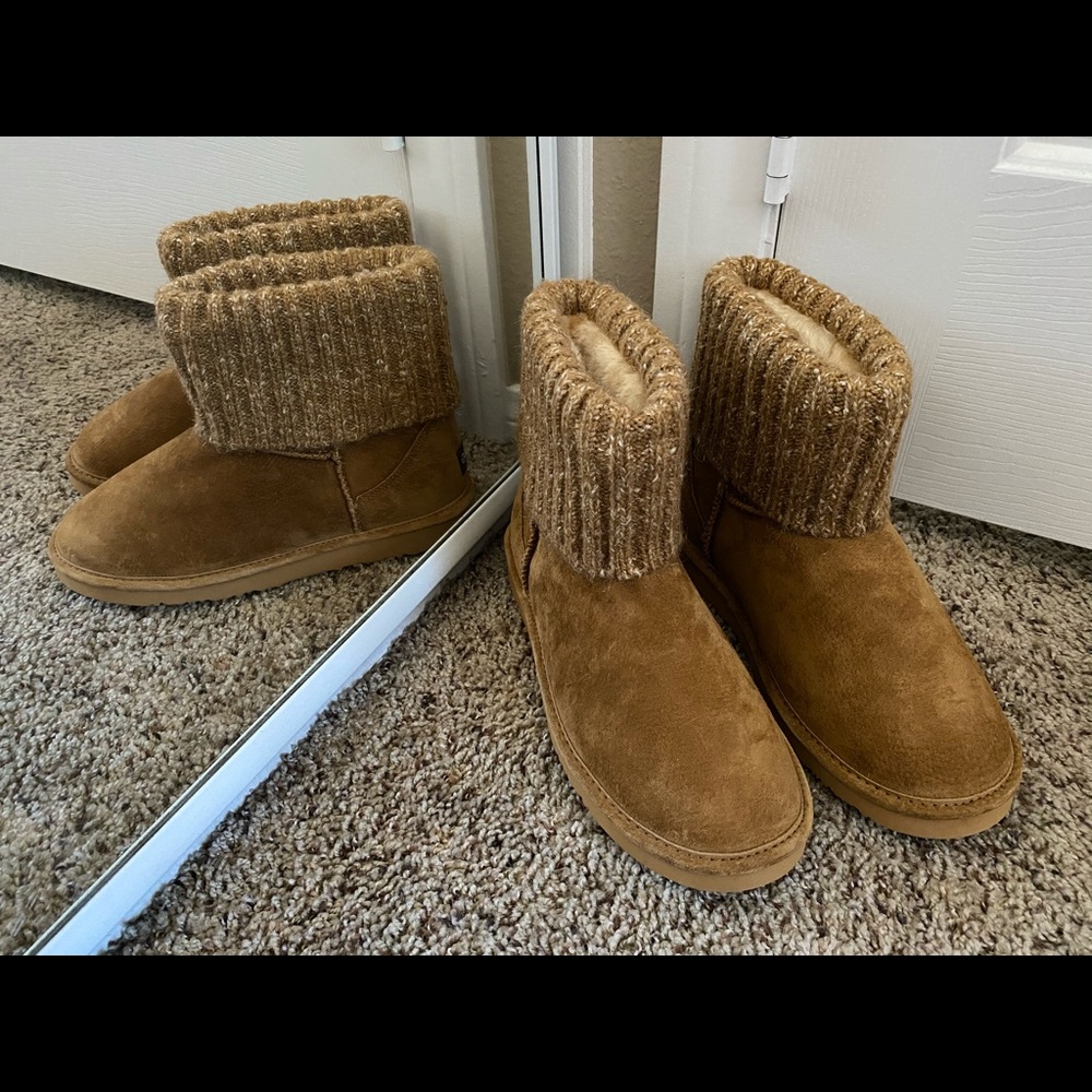 Lamo sweater cuff boots brown